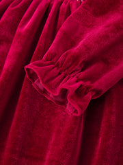 Christmas Velvet Smocked Girls Dress with Pearl Detail