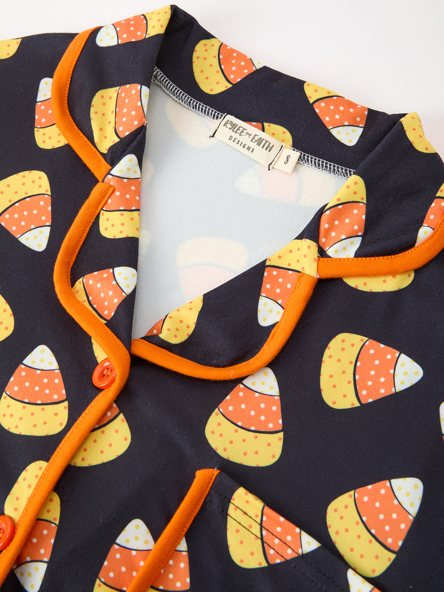 Halloween Candy Corn Mommy and Me Pajama Set Matching Lounge Set