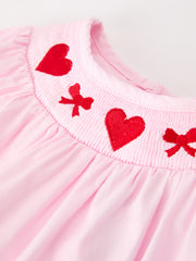 Pink Smocking Embroidery Long Sleeve Girls Baby Romper