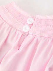 Pink Smocking Embroidery Long Sleeve Girls Baby Romper