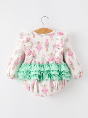 Fall Floral Ruffle Bow Baby Girl Bubble Romper