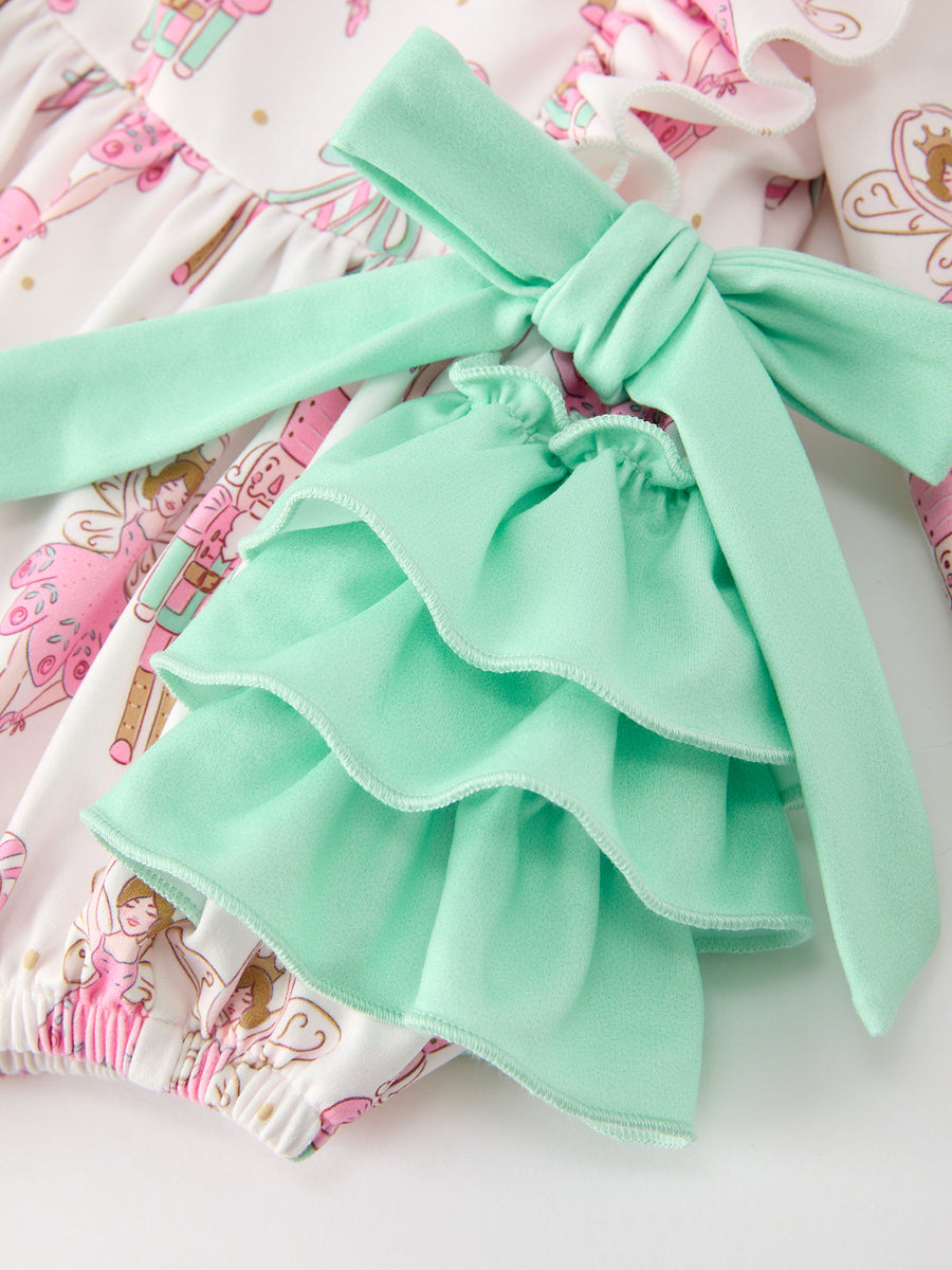 Fall Floral Ruffle Bow Baby Girl Bubble Romper