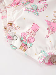 Fall Floral Ruffle Bow Baby Girl Bubble Romper