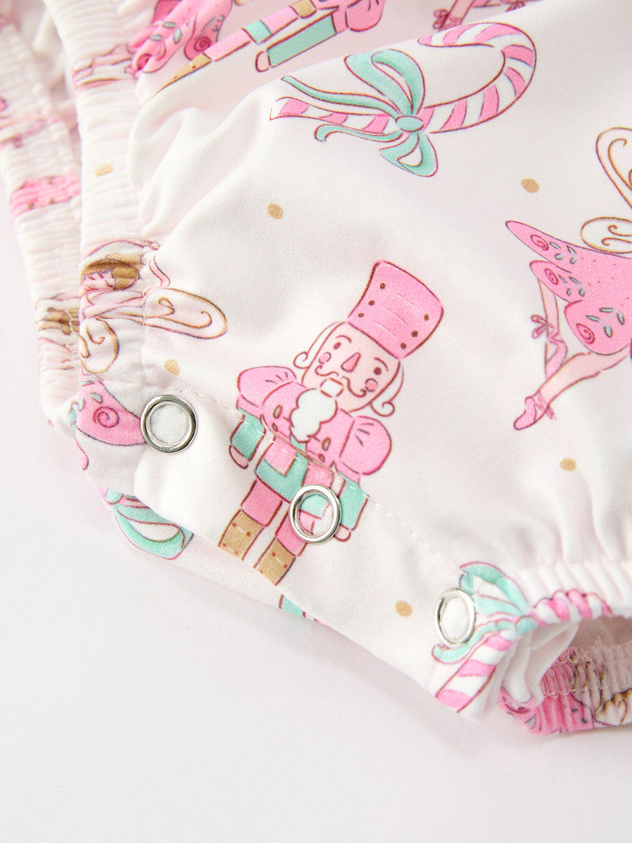 Fall Floral Ruffle Bow Baby Girl Bubble Romper