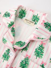 Mommy and Me Christmas Tree Print Pajama Set with Fur Trim