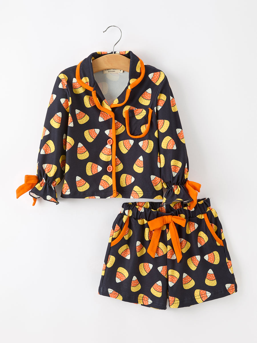 Halloween Candy Corn Mommy and Me Pajama Set Matching Lounge Set