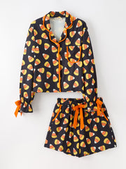 Halloween Candy Corn Mommy and Me Pajama Set Matching Lounge Set