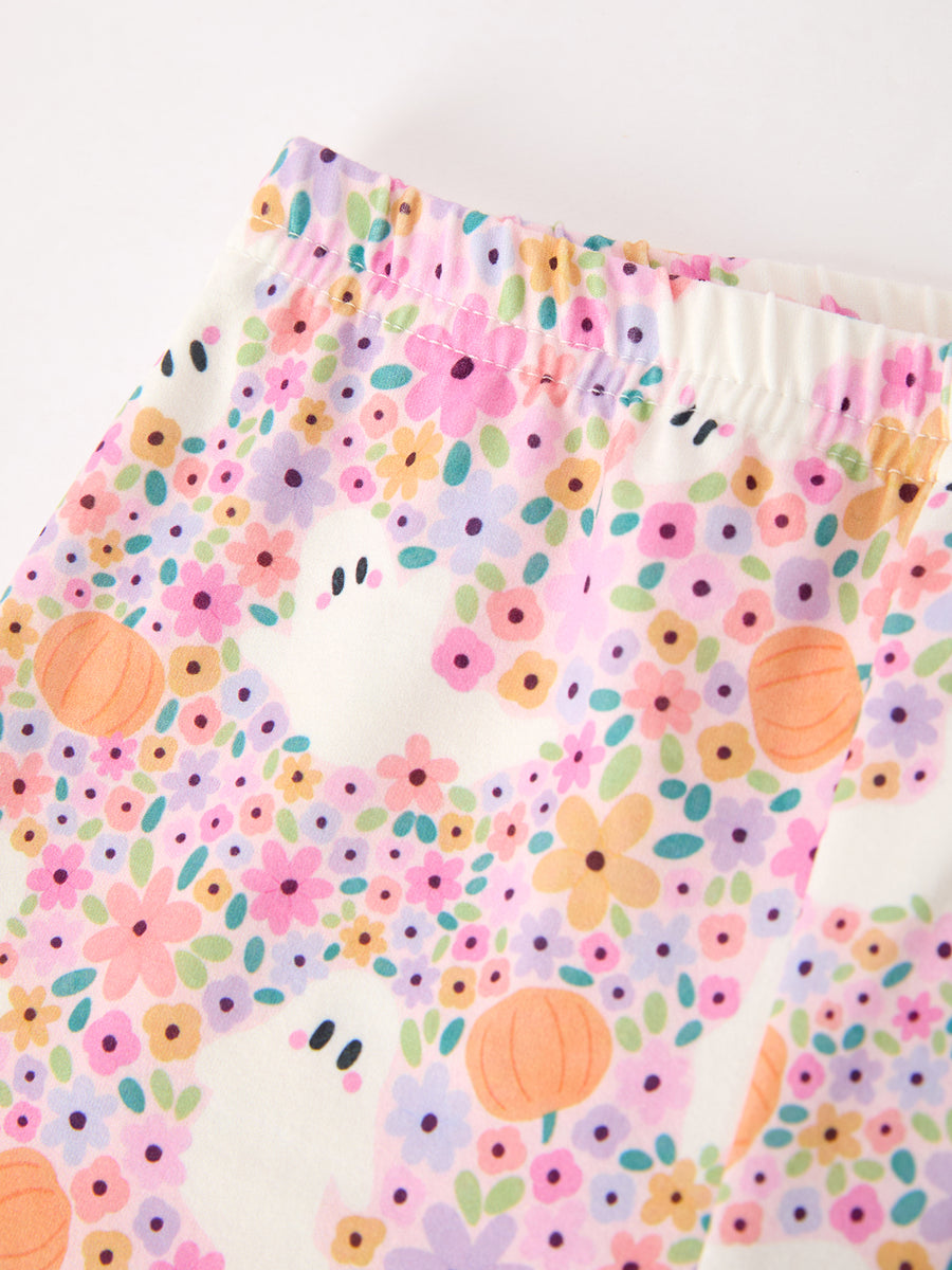 Halloween Ghost Girls Bell Bottom Pant Set Ruffle