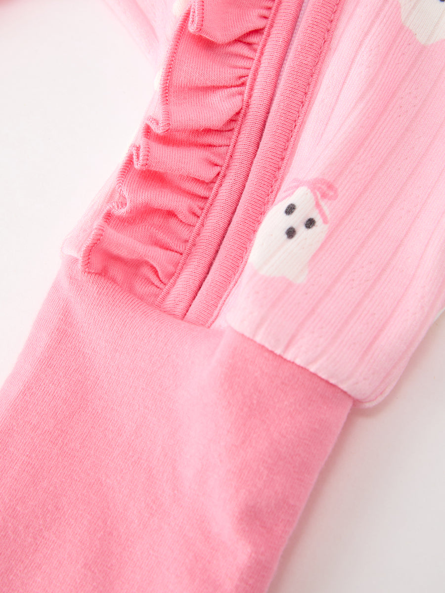 Halloween Ghost Baby Girl Pink Pajamas Ruffle Zipper Romper