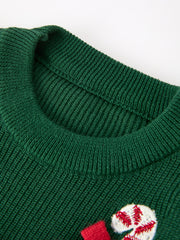 Christmas Jolly Candy Cane Knit Baby Romper