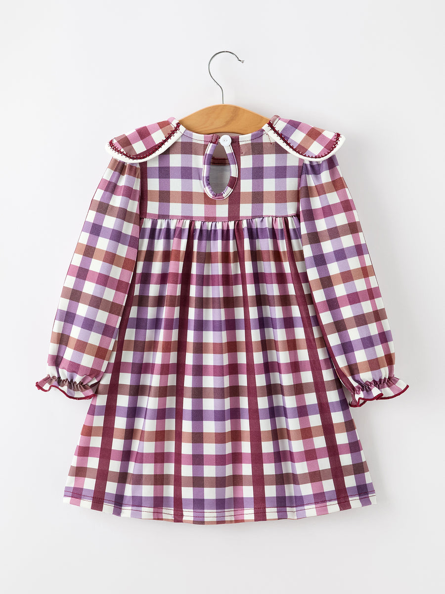 Fall Plaid Petals Collar Girls Dress