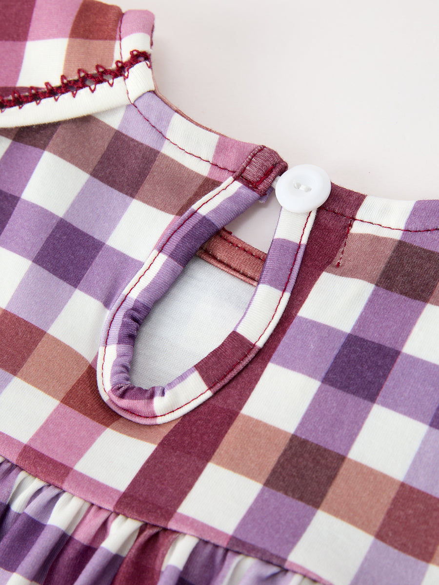 Fall Plaid Petals Collar Girls Dress