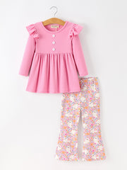 Halloween Ghost Girls Bell Bottom Pant Set Ruffle