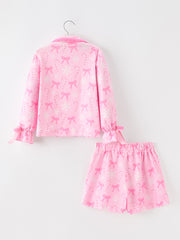 Mommy and Me Pink Christmas Candy Cane Print Pajama Set
