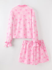 Mommy and Me Pink Christmas Candy Cane Print Pajama Set