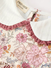 Fall Baby Girls Floral Peter Pan Collar Bubble Romper