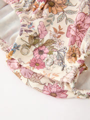 Fall Baby Girls Floral Peter Pan Collar Bubble Romper