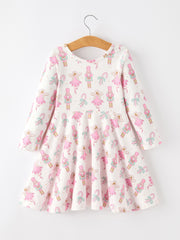 Girls' Playful Long Sleeve Twirl Dress