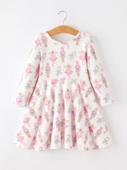 Girls' Playful Long Sleeve Twirl Dress