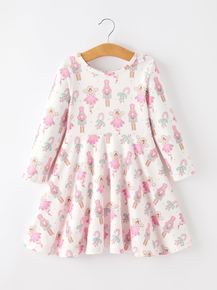 Girls' Playful Long Sleeve Twirl Dress