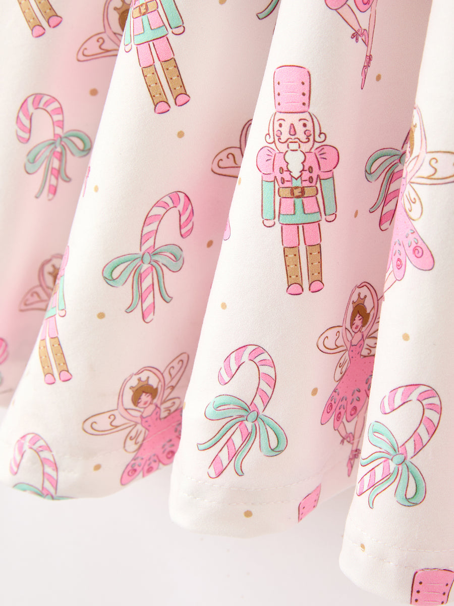 Girls' Playful Long Sleeve Twirl Dress