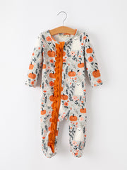 Baby Halloween Pumpkin Ghost Zip Romper