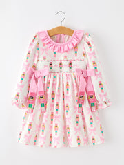 Girls Christmas Smocked Embroidery Dress