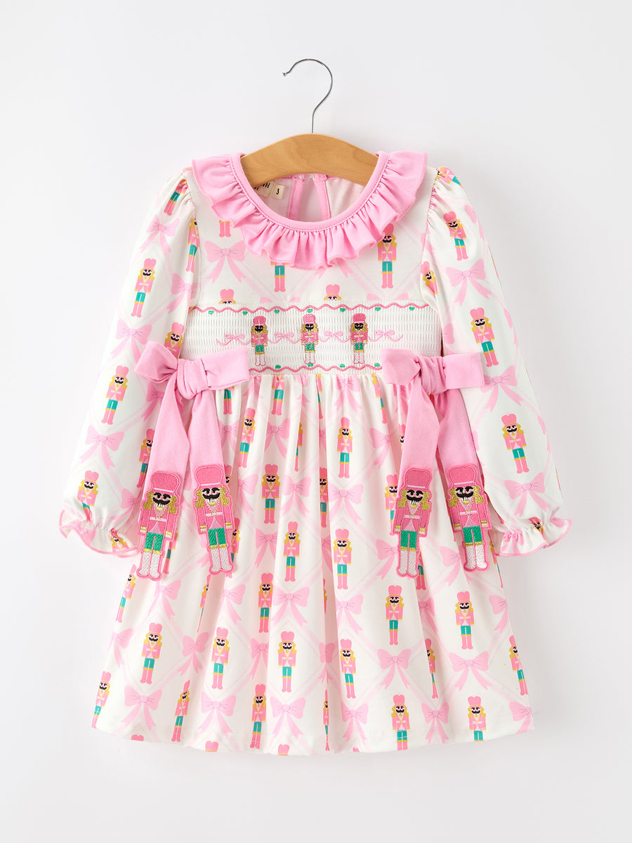 Girls Christmas Smocked Embroidery Dress