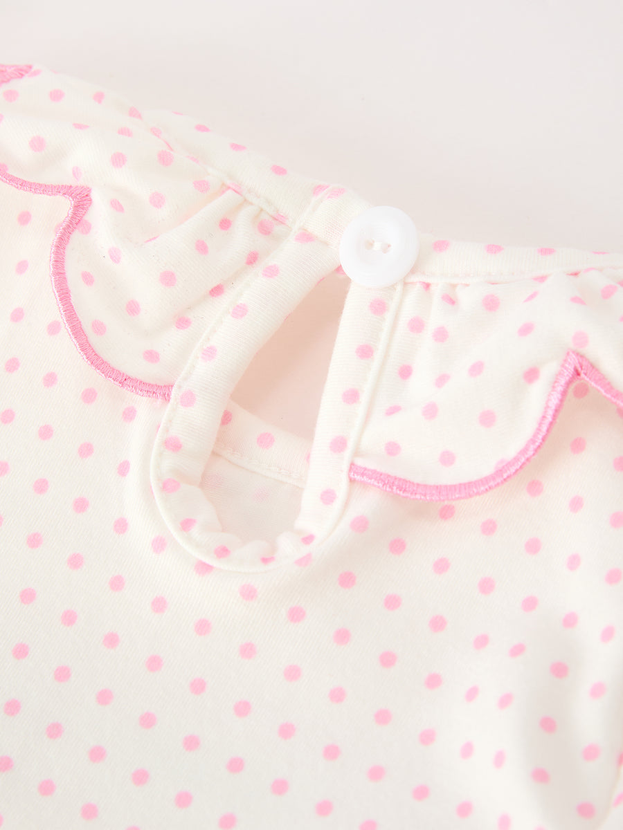 Christmas Smocked Baby Girl Bubble Romper Embroidered Ruffle Collar