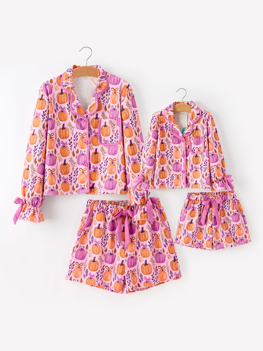 Mommy & me Halloween Pumpkin Pajama Set