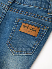 Girls Denim Lace Trim Bell Bottom Jeans