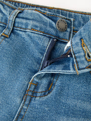 Girls Denim Daisy Lace Trim Wide Leg Jeans