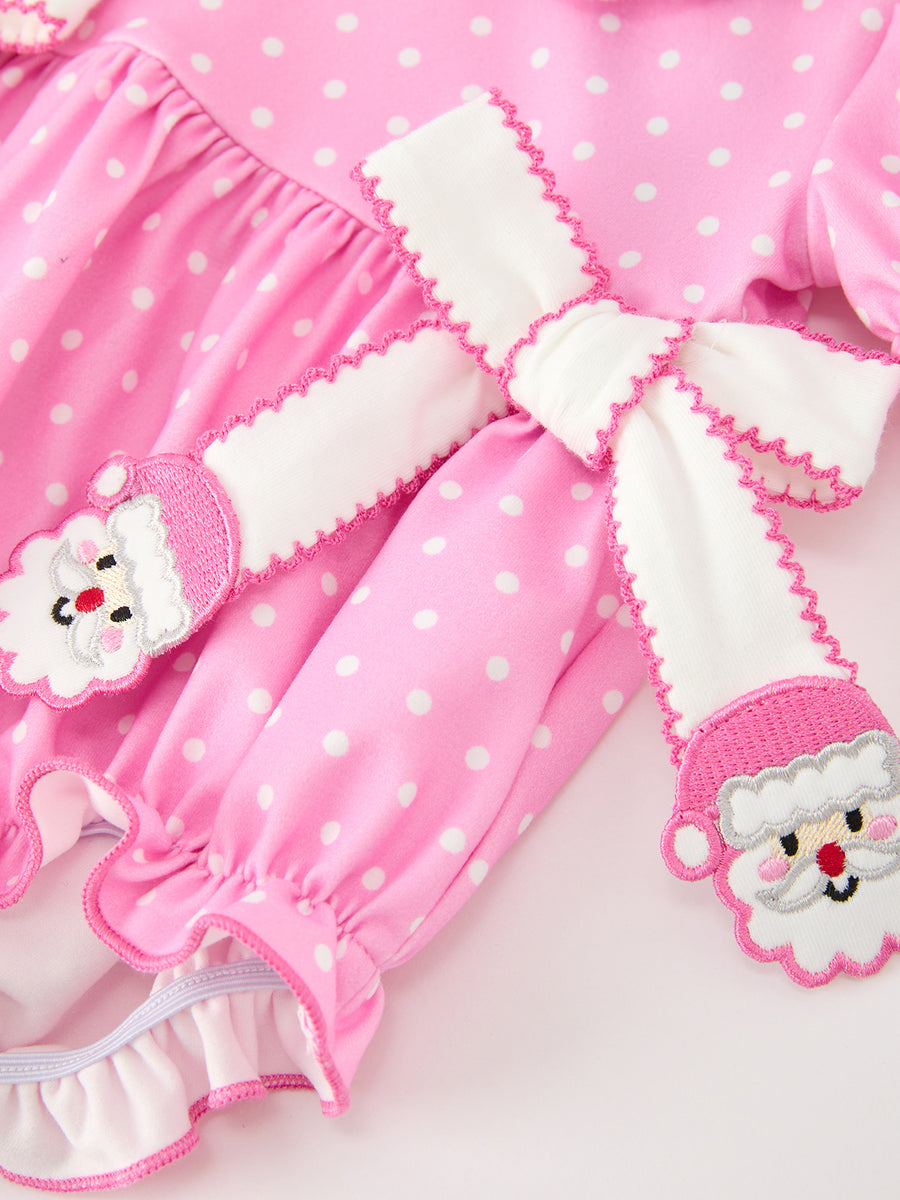 Christmas Baby Girls Santa Bow Peter Pan Collar Romper