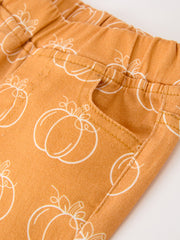 Fall Girls Pumpkin Bow Bell Bottom Pants