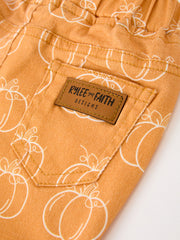 Fall Girls Pumpkin Bow Bell Bottom Pants