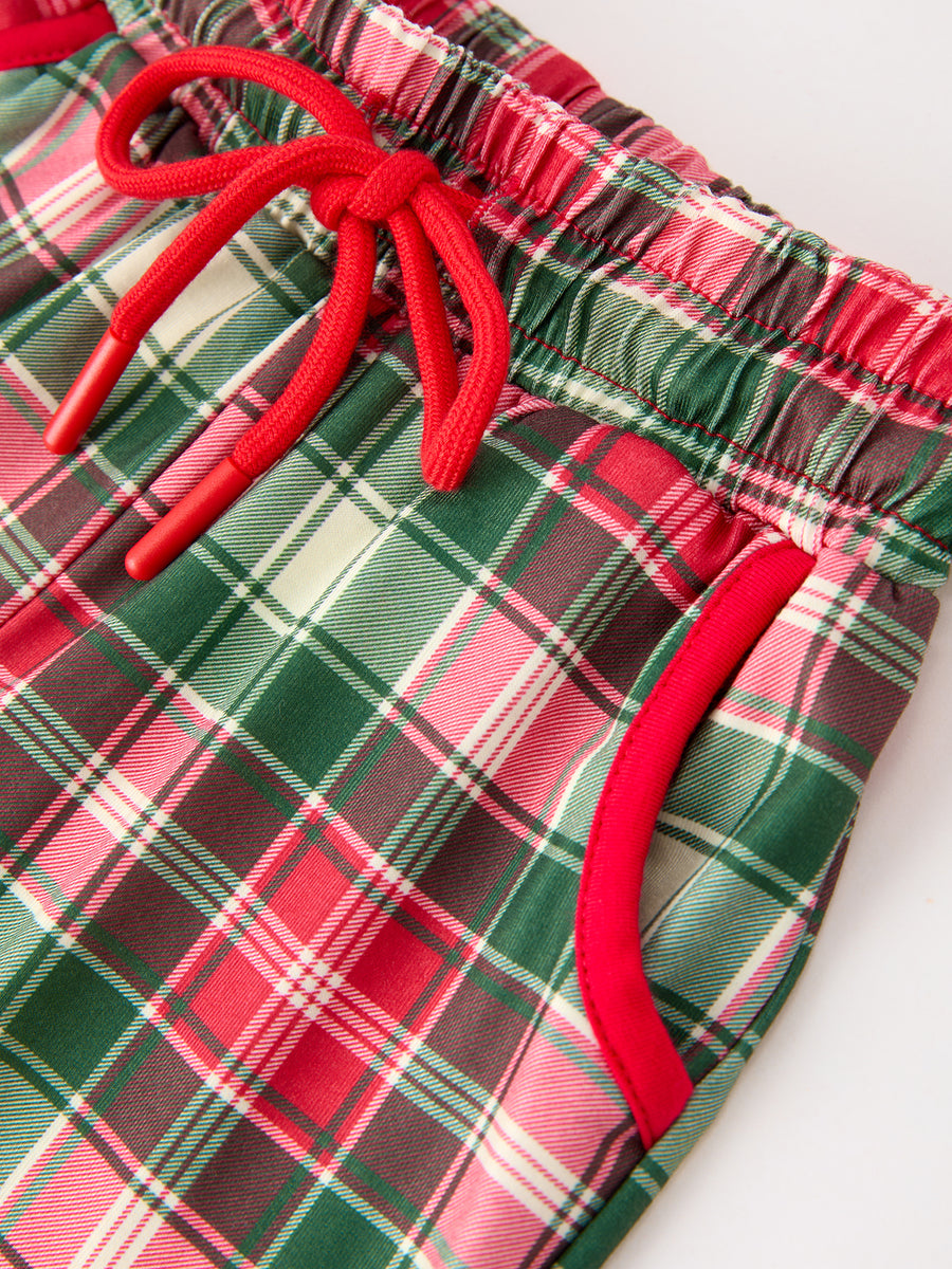 Christmas Boys Smocked Holiday Plaid Pants Set