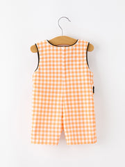 Boys Halloween Dog Pumpkin Jonjon Plaid Trim Outfit