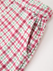 Fall Pumpkin Boys Outfit Set Red Tee Plaid Shorts Set