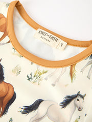 Girls Western Horse Print Short Sleeve Pajama Set