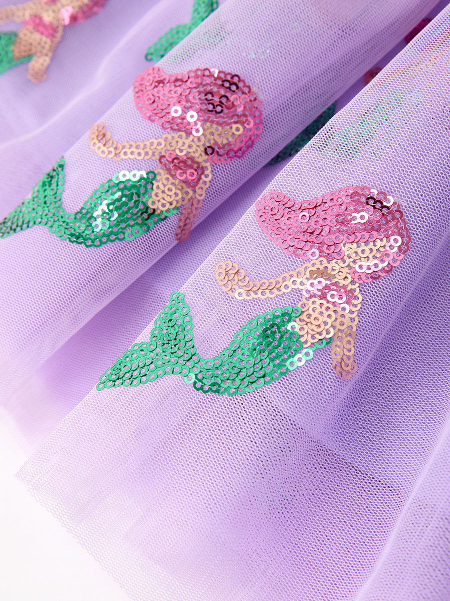 Girls Purple Sequin Ocean Tulle Tutu Skirt