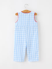 Baby Boys Christmas Blue Plaid Smocked Puppy Jon Jon