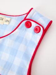 Baby Boys Christmas Blue Plaid Smocked Puppy Jon Jon