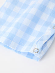 Baby Boys Christmas Blue Plaid Smocked Puppy Jon Jon