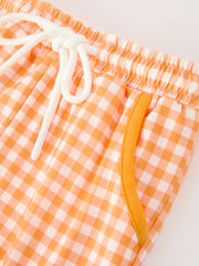 Boys Halloween Dog Pumpkin Outfit Set Plaid Pants