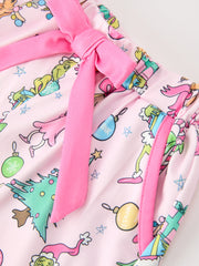 Christmas Girls Holiday Figure Bow Pajama Set