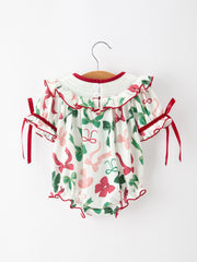 Christmas Baby Girls Holly Jolly Smocked Bubble Romper