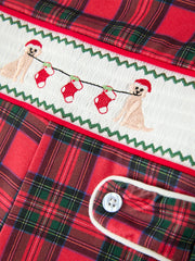 Christmas Baby Boys Plaid Puppy Smocked Jonjon