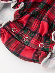 Christmas Baby Girls Smocked Puppy Bubble Romper