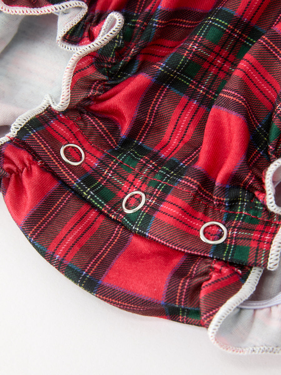 Christmas Baby Girls Smocked Puppy Bubble Romper