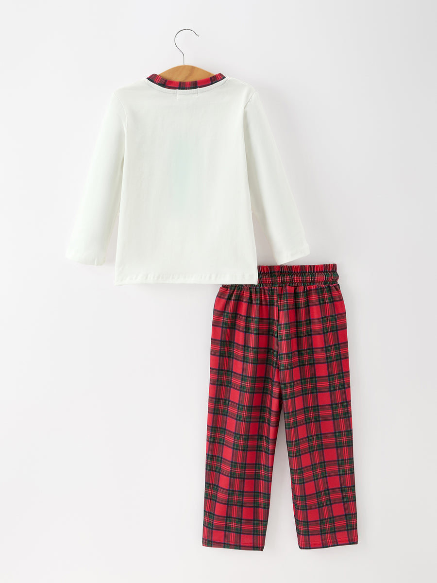 Christmas Boys Smocked Puppy Plaid Pants Set